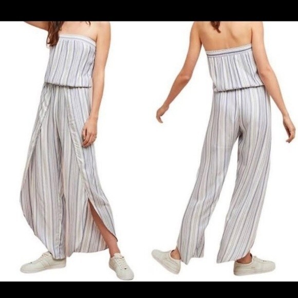 Anthropologie DREW linen strapless linen romper jumpsuit size M - Picture 1 of 7